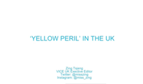  'Yellow Peril' in the UK – a lecture by Zing Tsjeng (Visiting Professor of Creative Media)